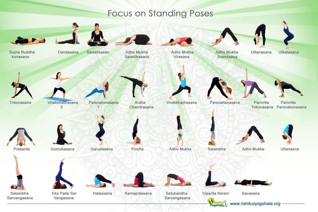 Yoga poses names standing beginners asanas basic most important picture must know pose beginner top infographics work sampoolman