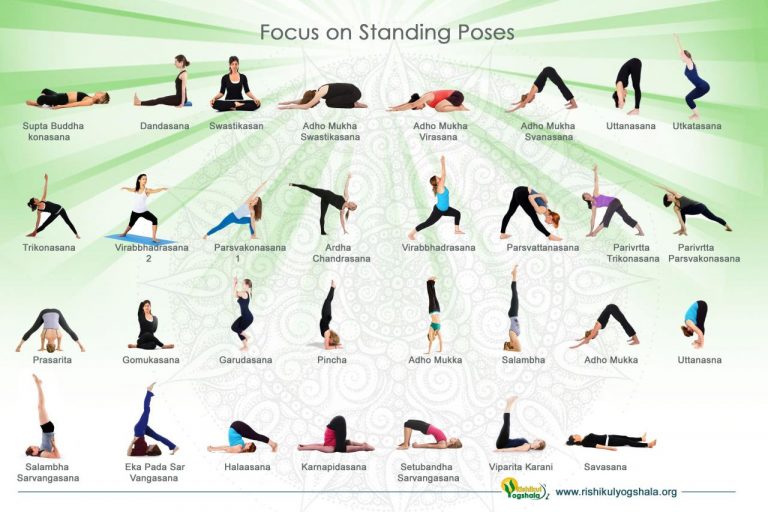 Yoga poses names standing beginners asanas basic most important picture must know pose beginner top infographics work sampoolman